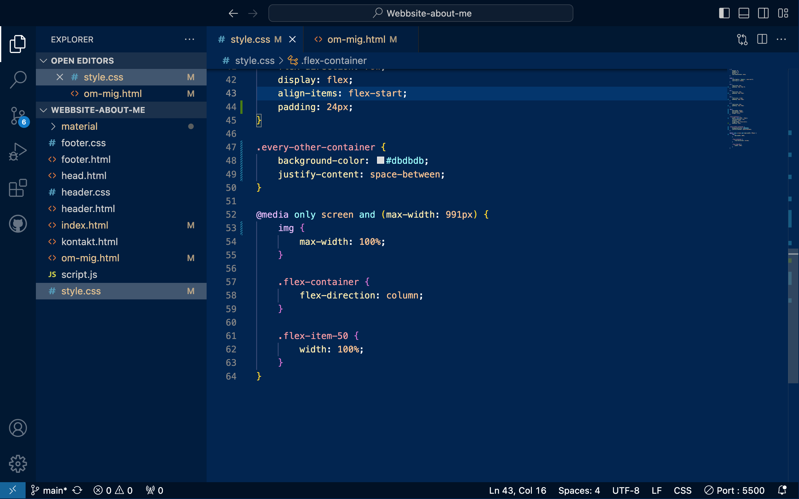 Programeringskod i VScode